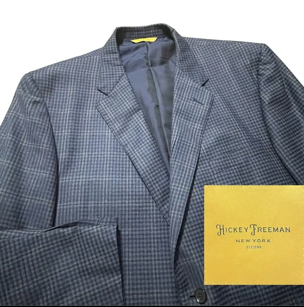 Hickey Freeman Sport Coat Mens 46 R Navy Gingham Plaid Current Jacket Canada